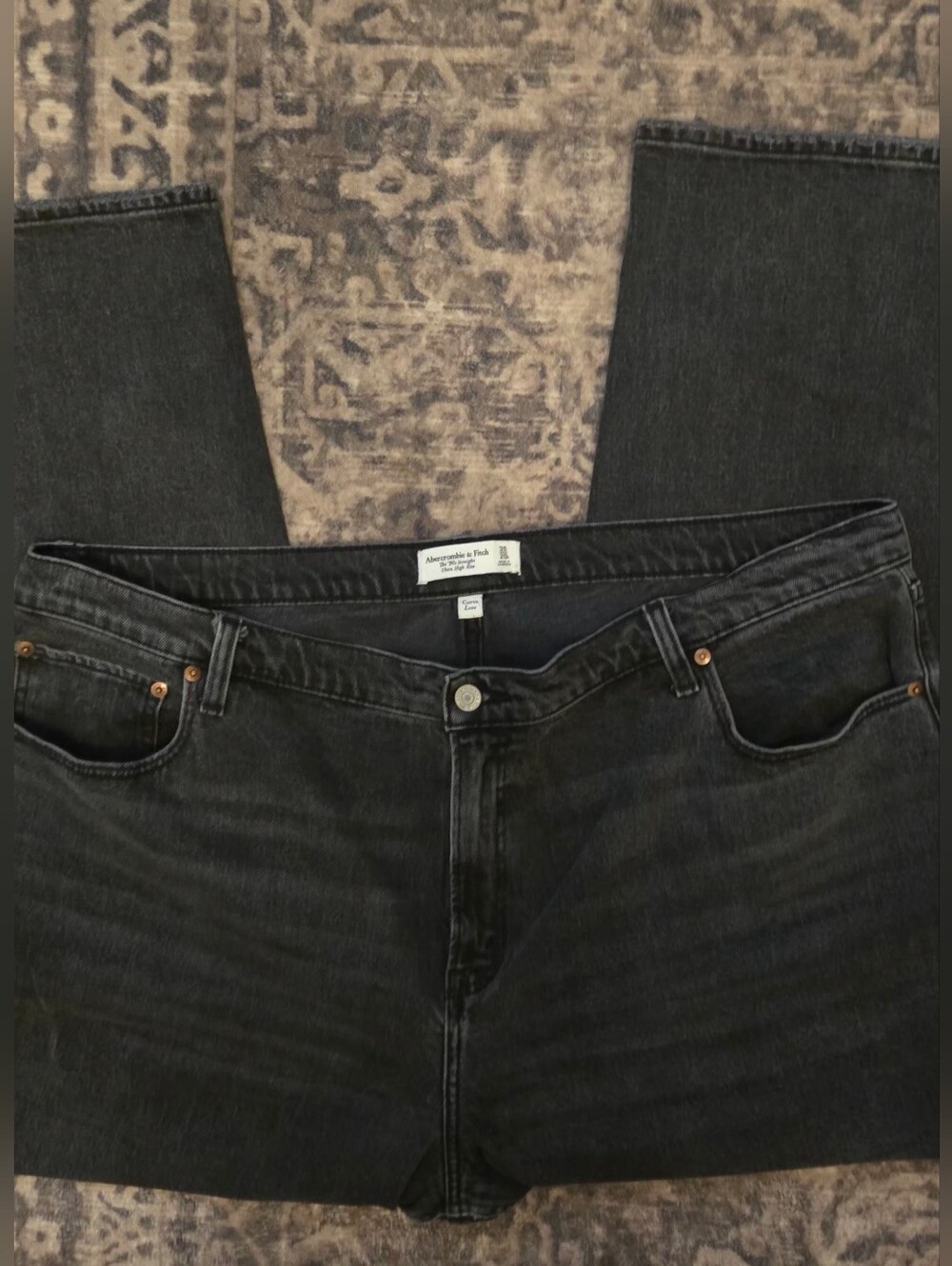 Abercrombie & Fitch Dark Charcoal Straight, Ultra High-Rise Jeans, Plus Size